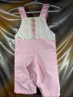 Vintage 3-6m Classic Pink Kids Cotton blend Overalls. 411